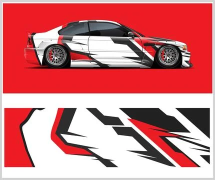 Carbon fiber patterns, Car Wrap mockups with Vector Design Stock Illustration