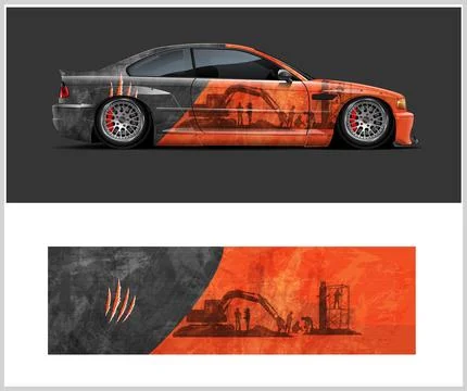 Carbon fiber patterns, Car Wrap mockups with Vector Design イラスト素材