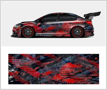 Carbon fiber patterns, Car Wrap mockups with Vector Design Stock Illustration