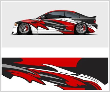 Carbon fiber patterns, Car Wrap mockups with Vector Design Stock Illustration