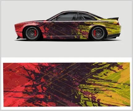Carbon fiber patterns, Car Wrap mockups with Vector Design Stock Illustration