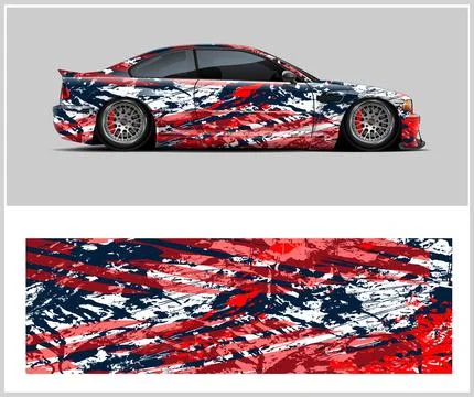Carbon fiber patterns, Car Wrap mockups with Vector Design Stock Illustration