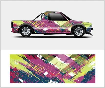 Carbon fiber patterns, Car Wrap mockups with Vector Design Stock Illustration