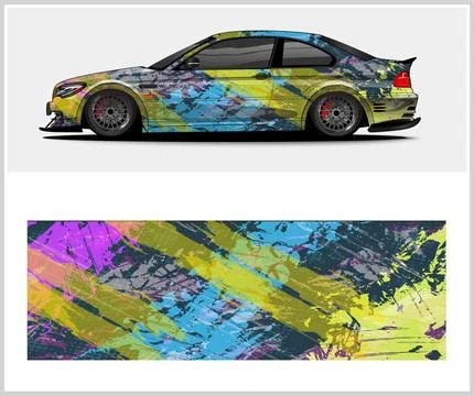 Carbon fiber patterns, Car Wrap mockups with Vector Design Stock Illustration