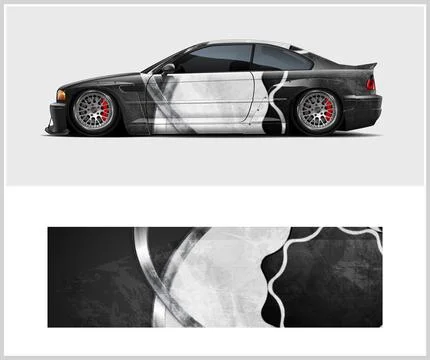 Carbon fiber patterns, Car Wrap mockups with Vector Design イラスト素材