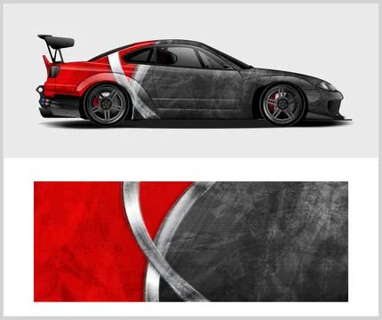 Carbon fiber patterns, Car Wrap mockups with Vector Design Stock Illustration