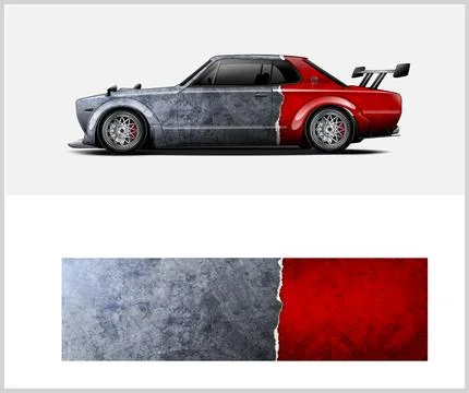 Carbon fiber patterns, Car Wrap mockups with Vector Design Stock Illustration