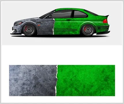 Carbon fiber patterns, Car Wrap mockups with Vector Design Stock Illustration