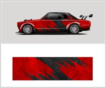 Carbon fiber patterns, Car Wrap mockups with Vector Design Stock-Illustration