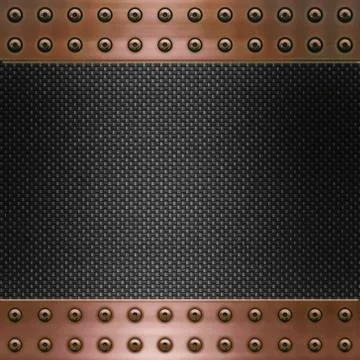 Carbon fibre and copper background Stock Illustration