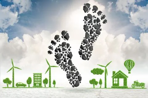 Carbon footprint concept - 3d rendering Illustrazione stock