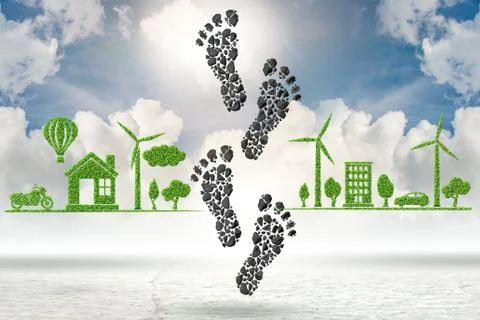 Carbon footprint concept - 3d rendering Illustrazione stock