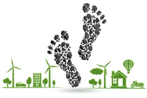 Carbon footprint concept - 3d rendering Illustrazione stock