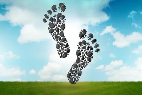 Carbon footprint concept - 3d rendering Ilustração Stock