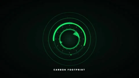 Carbon footprint digital hud interface with rotating earth globe animation .. Stock Footage 337566744