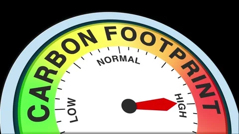 Carbon Footprint Level Text or Word  Low and Normal to High Meter Concept Stock Footage 288646677