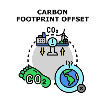 Carbon footprint offset balancing emissions from planet Stock Illustration