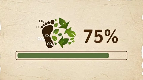 Carbon footprint reduction progress bar transforming into green leaves for .. Stock Footage 346761354