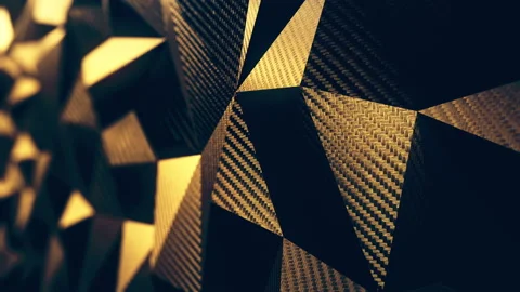 Carbon gold triangular polygonal background loop Stock Footage 138685380