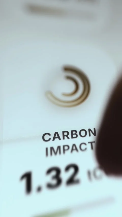 Carbon Impact Measurement Interface with Circular Data Chart Stock Footage 340560752