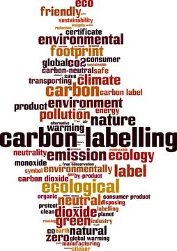 Carbon labelling word cloud Illustrazione stock