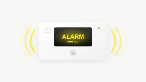 Carbon Monoxide Alarm Device with Digital Screen and Yellow Warning Signals Видео 346007088