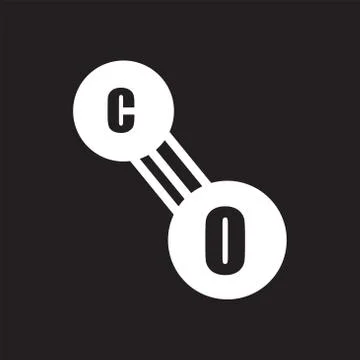 Carbon monoxide icon,flat vector sign isolated on black background. Simple ve Stock-Illustration