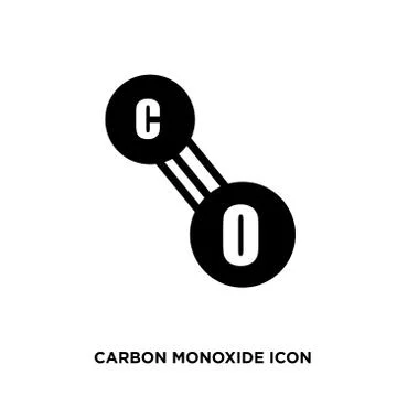 Carbon monoxide icon,flat vector sign isolated on white background. Simple ve Stock Illustration