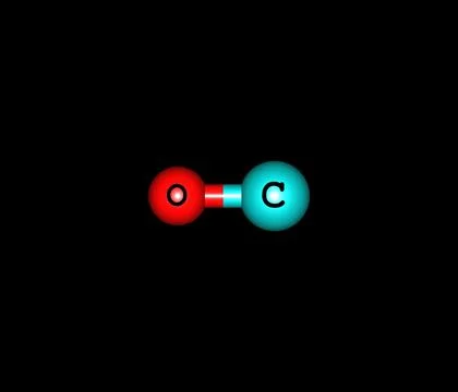 Carbon monoxide molecular structure isolated on black Stock Illustration