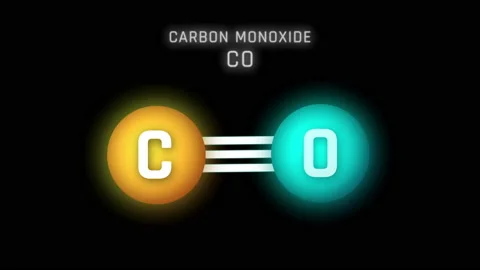 Carbon Monoxide Molecular Structure Symbol Neon Glow and Futuristic Stock Footage 154560277