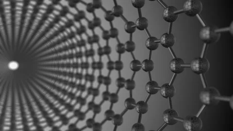 Carbon nanotube atom molecular structure in graphene graphite lattice Stockbeeldmateriaal 193789085