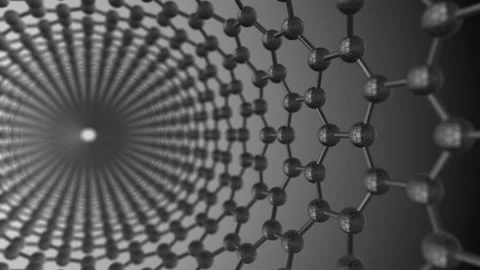 Carbon nanotube atom molecular structure in graphene graphite lattice Stockbeeldmateriaal 193790111