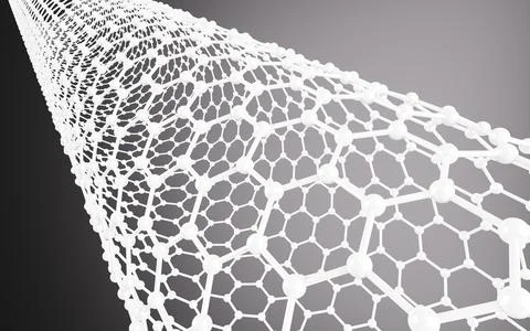 Carbon nanotubes, Nanotechnology, 3d rendering. Illustrazione stock