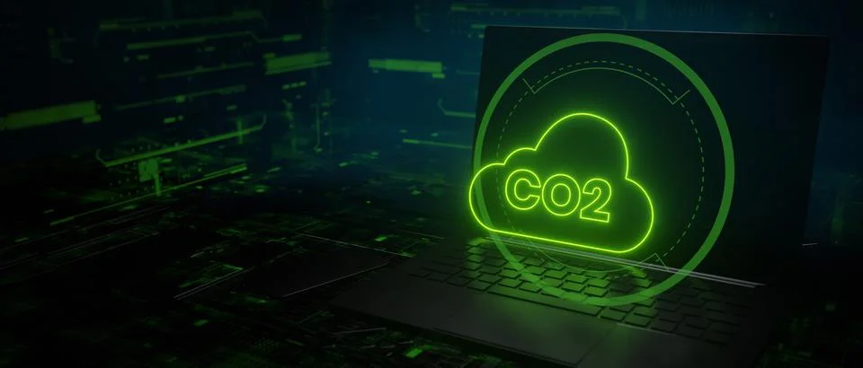 Carbon neutral cloud technology 3D render Иллюстрация