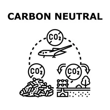 Carbon neutral concept reducing emissions and offsetting pollution Stock Illustration