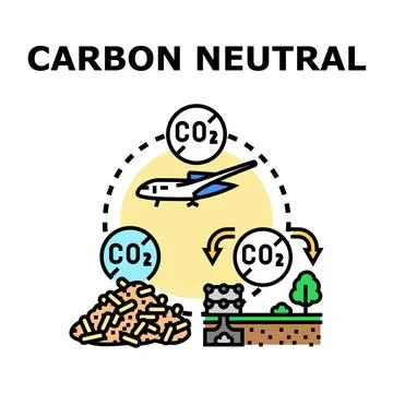 Carbon neutral concept reducing emissions and offsetting pollution Stock Illustration