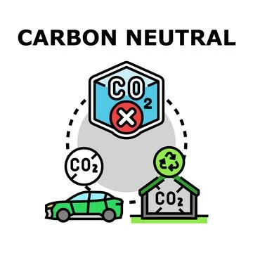Carbon neutral concept reducing emissions and footprint Stock Illustration