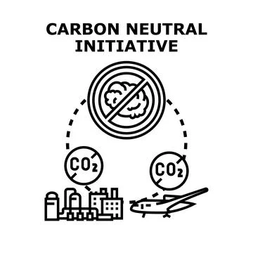 Carbon neutral initiative balancing environment protection ecosystem Stock Illustration