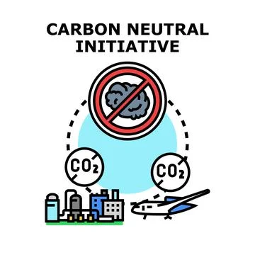 Carbon neutral initiative balancing environment protection ecosystem Stock Illustration