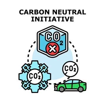 Carbon neutral initiative planning reducing emissions concept Stock Illustration