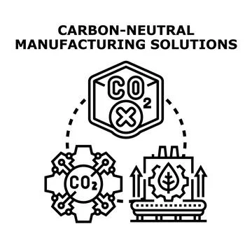 Carbon neutral manufacturing solution developing sustainable industry Illustration