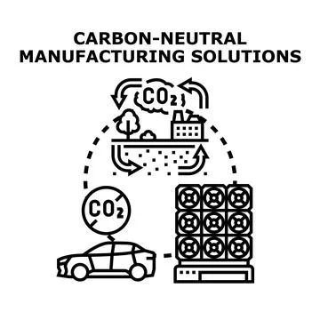 Carbon neutral manufacturing solutions concept vector illustration Stock Illustration