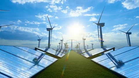 Carbon neutrality concept and solar and wind power generation Stock Footage 288170197