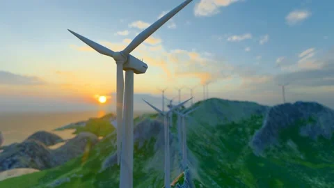 Carbon neutralization wind power generation Stock Footage 198979808