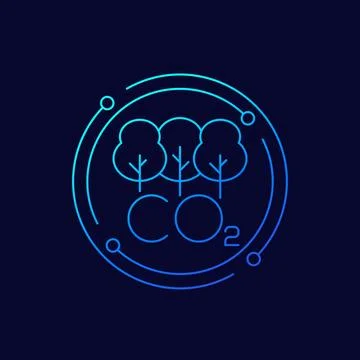 Carbon offset and reducing co2 gas icon, linear Stock Illustration