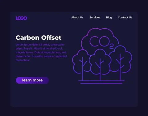Carbon offset banner, website design Illustrazione stock