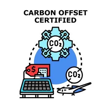 Carbon offset certified concept with sustainable energy practices Stock Illustration