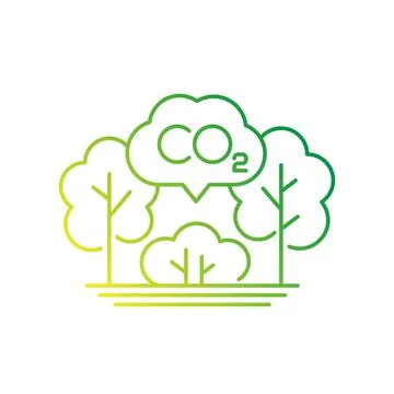 Carbon offset, co2 gas reduction line icon Illustrazione stock
