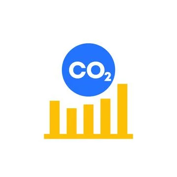 Carbon offset, co2 graph icon Illustrazione stock