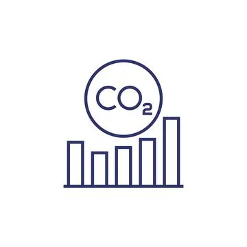 Carbon offset, co2 graph line icon Stock Illustration